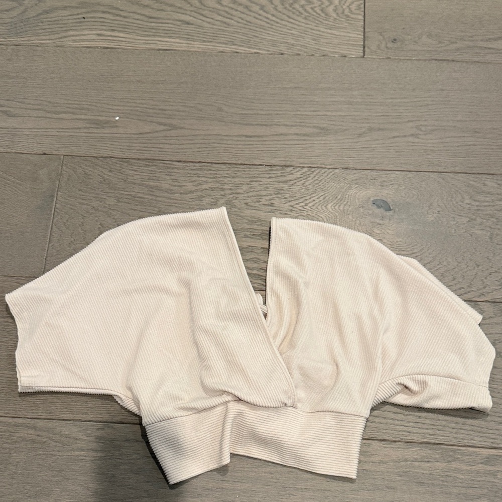 Vintage Cream Ribbed Crop Top